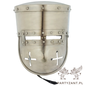 Średniowieczny Wielki Hełm Krzyżacki / Garnczkowy (Hartowana Stal)